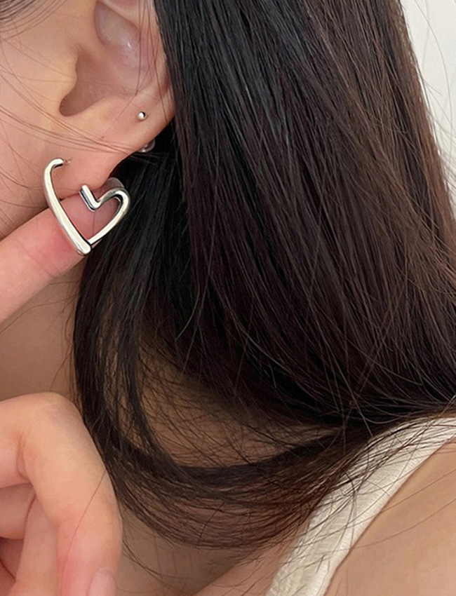 [silver925] 러브링 하트 은 귀걸이,20대여성의류쇼핑몰