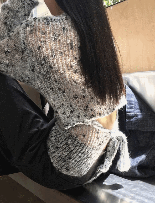 시스루 보카시 백트임 매듭 니트,20대여성의류쇼핑몰